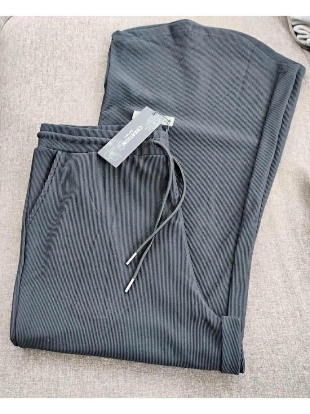 Creation by Fashion Cage Black Ribbed Wide Leg Pants NWT